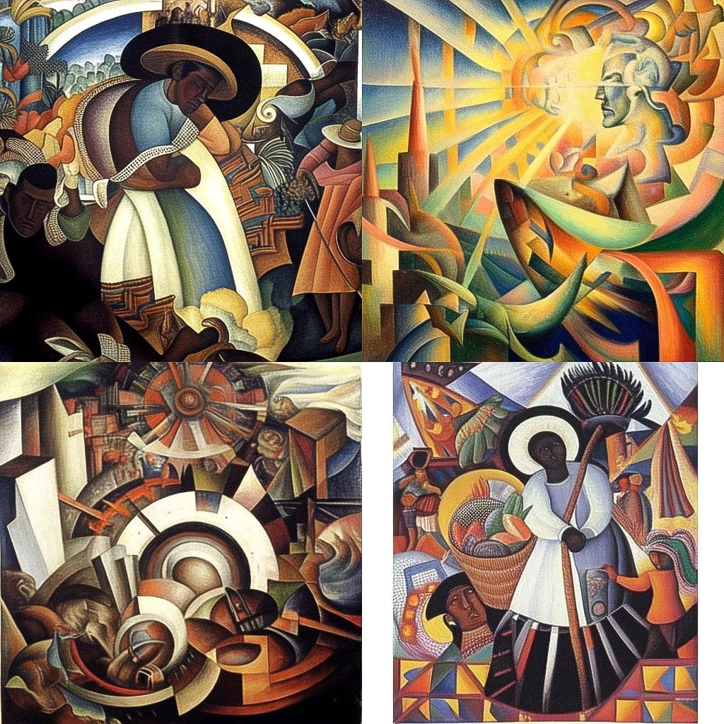 Diego Rivera style, Midjourney Niji 4, render 1 of 4