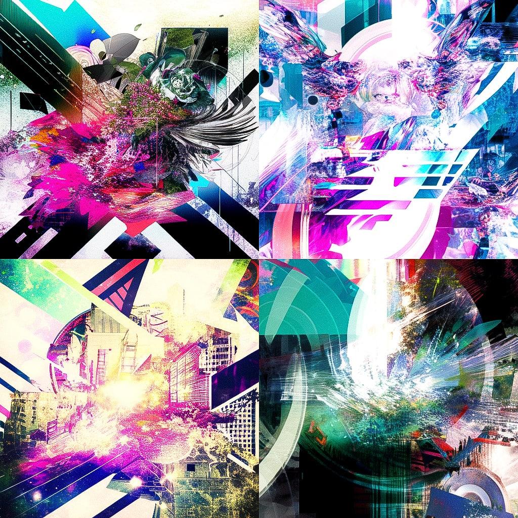 Digital collage style, Midjourney Niji 4, render 1 of 4