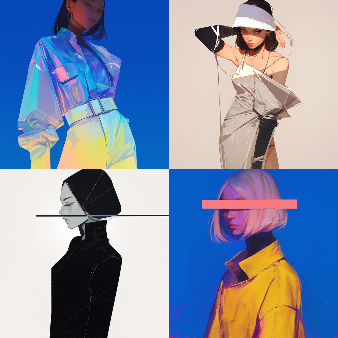 Dion Lee style, Midjourney Niji 6, render 1 of 4