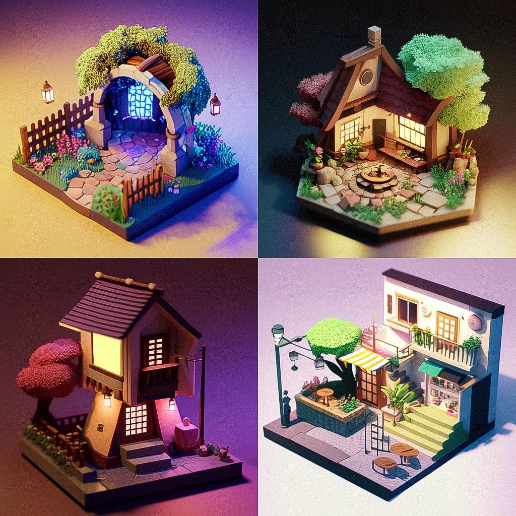 Diorama style, Midjourney Niji 4, render 1 of 4