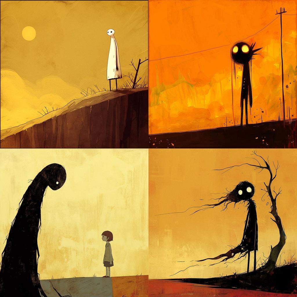 Don Hertzfeldt style, Midjourney Niji 6, render 1 of 4