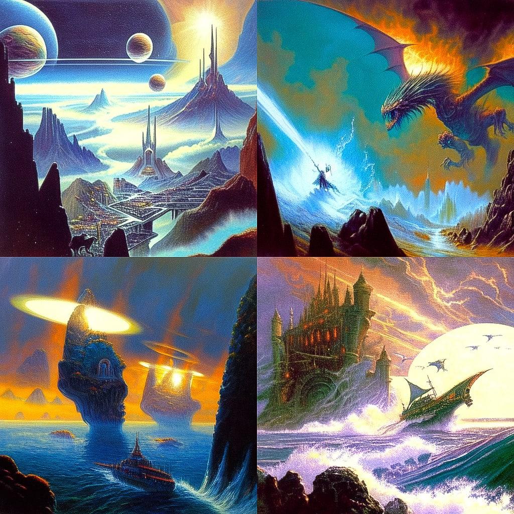 Don Maitz style, Midjourney Niji 4, render 1 of 4