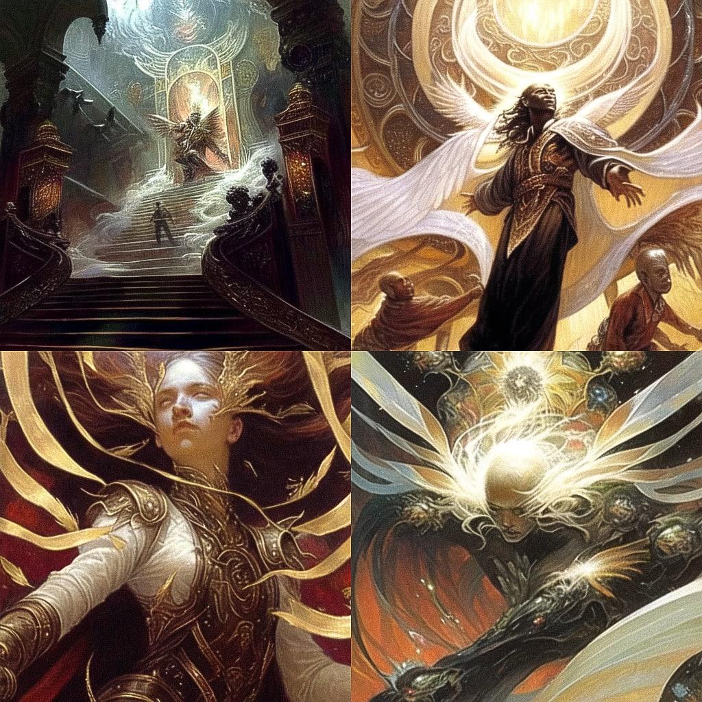 Donato Giancola style, Midjourney Niji 4, render 1 of 4