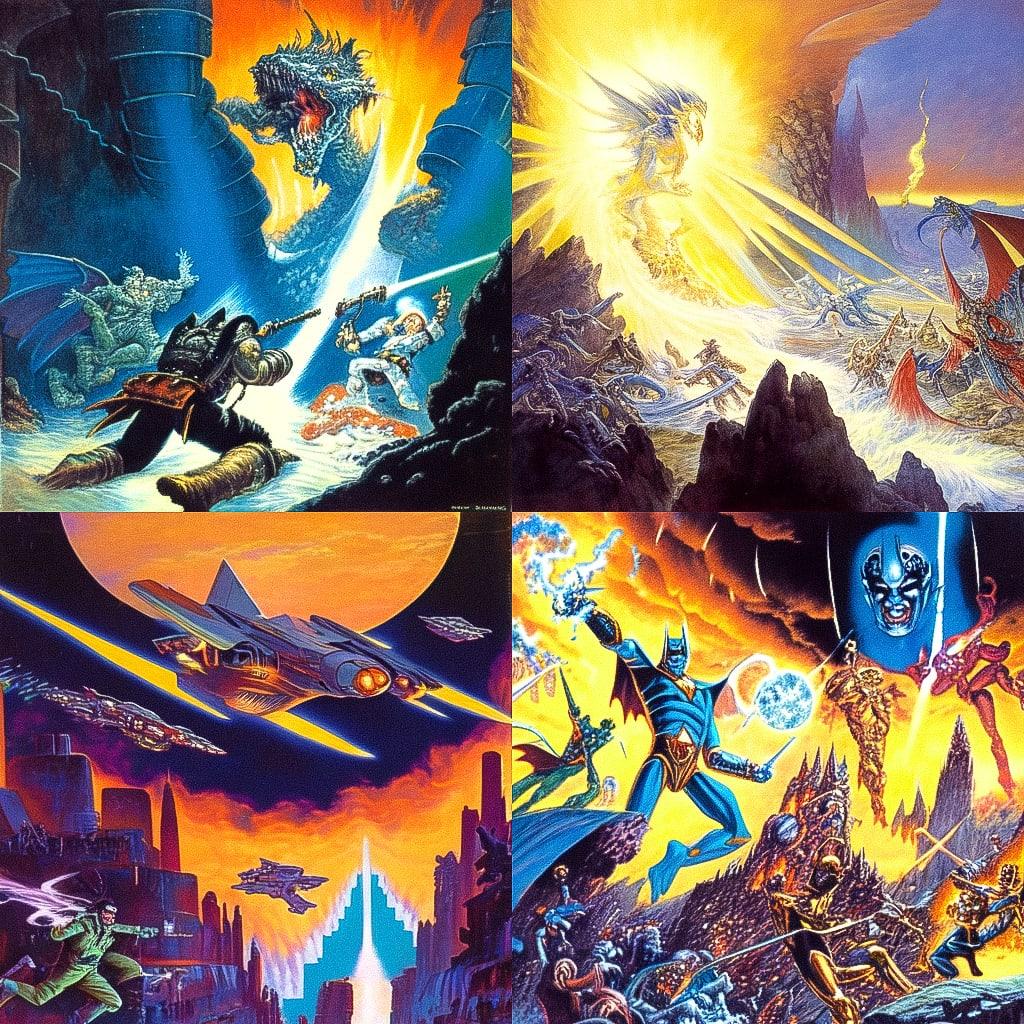 Earl Norem style, Midjourney Niji 4, render 1 of 4