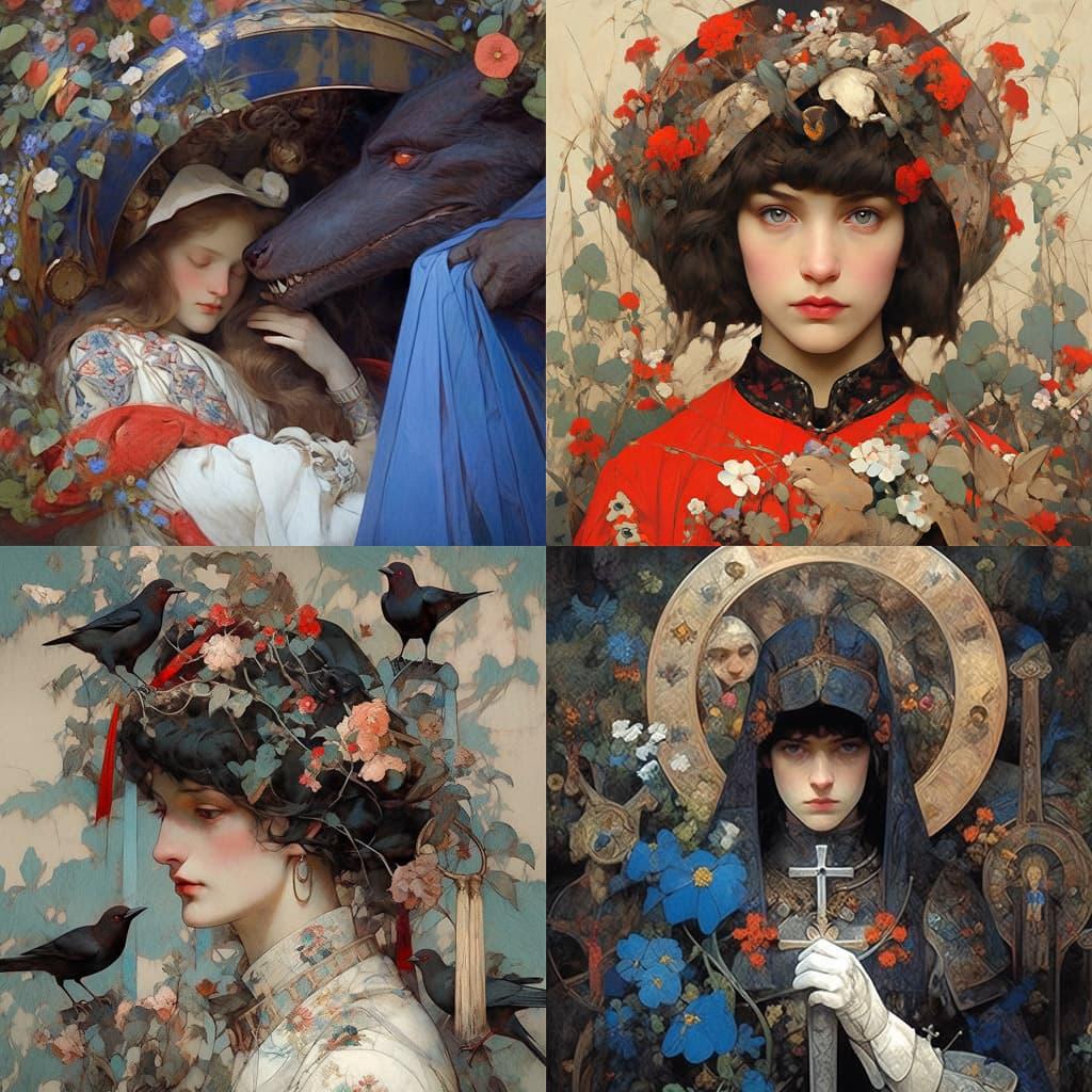 Edgar Maxence style, Midjourney Niji 5, render 1 of 4