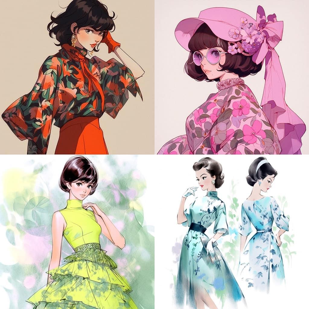Edith Head style, Midjourney Niji 5, render 1 of 4