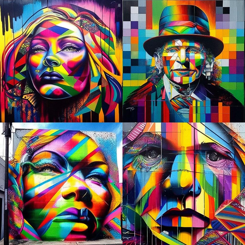Eduardo Kobra style, Midjourney Niji 4, render 1 of 4
