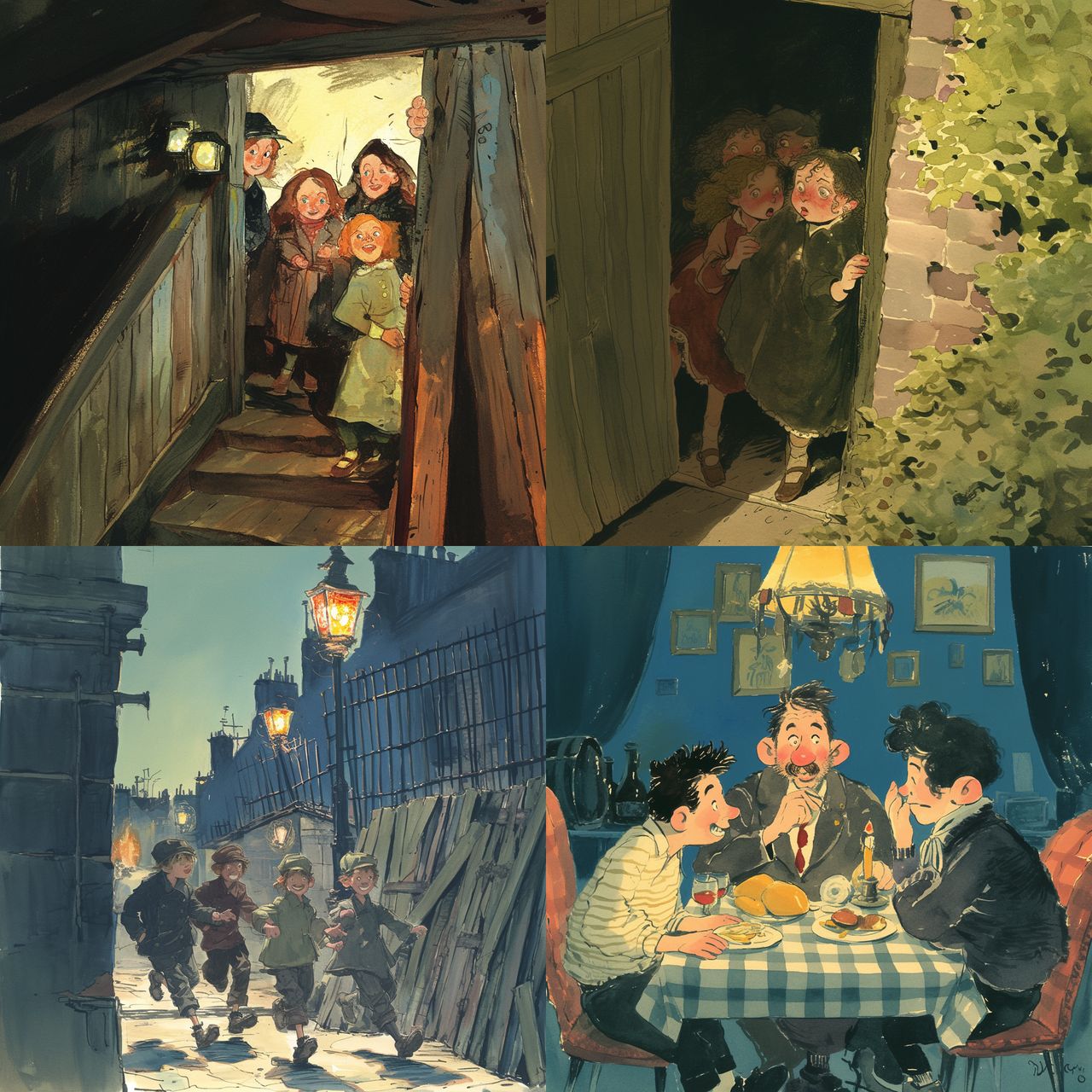 Edward Ardizzone style, Midjourney Niji 6, render 1 of 4