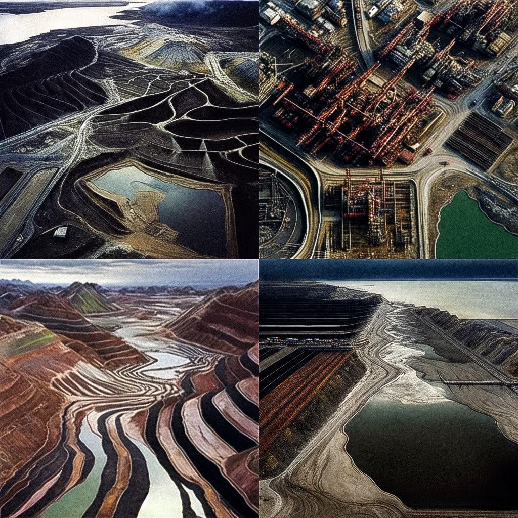 Edward Burtynsky style, Midjourney Niji 4, render 1 of 4