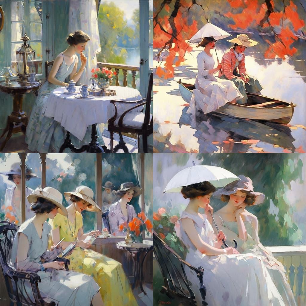 Edward Cucuel style, Midjourney Niji 5, render 1 of 4