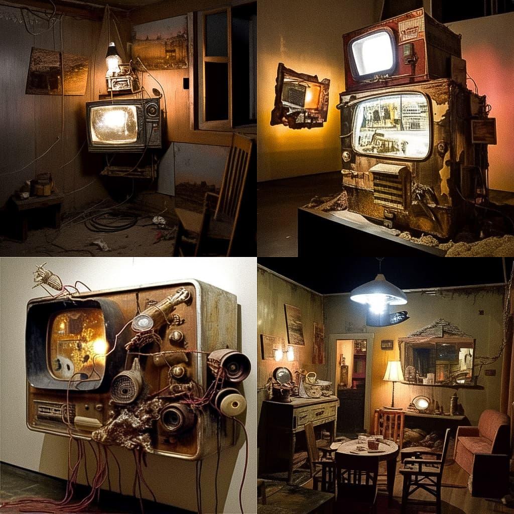Edward Kienholz style, Midjourney Niji 5, render 1 of 4