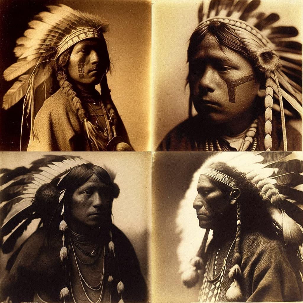 Edward S. Curtis style, Midjourney Niji 4, render 1 of 4