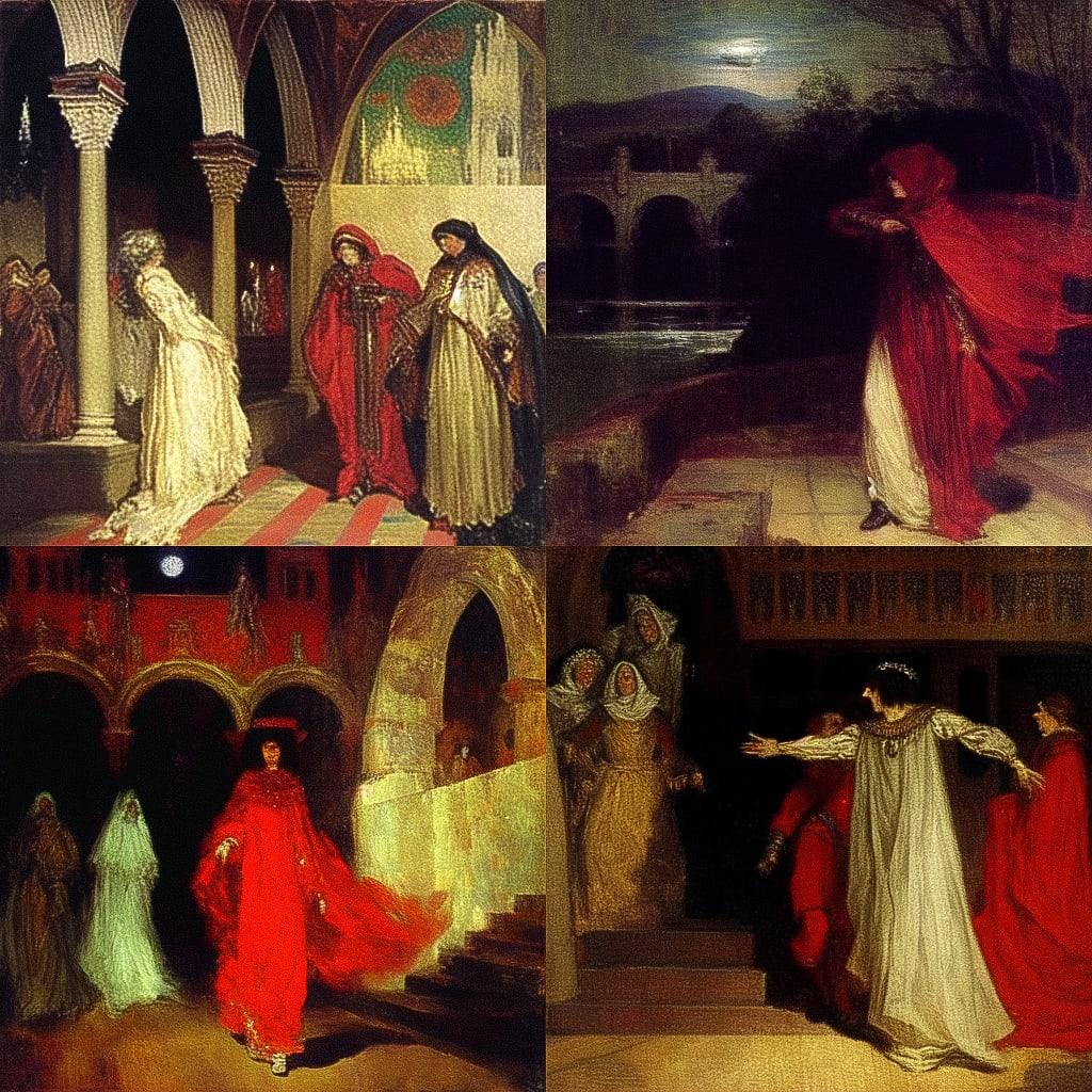 Edwin Austin Abbey style, Midjourney Niji 4, render 1 of 4