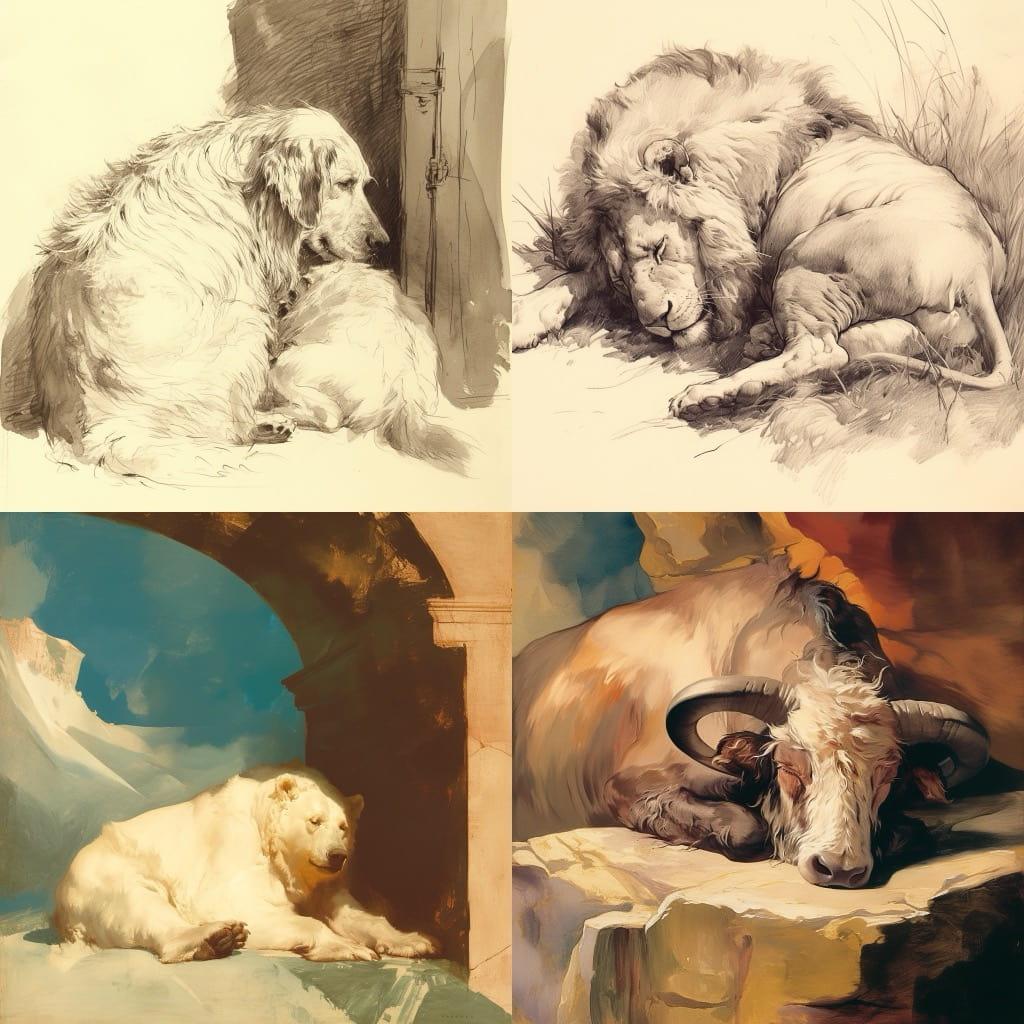 Edwin Henry Landseer style, Midjourney Niji 6, render 1 of 4