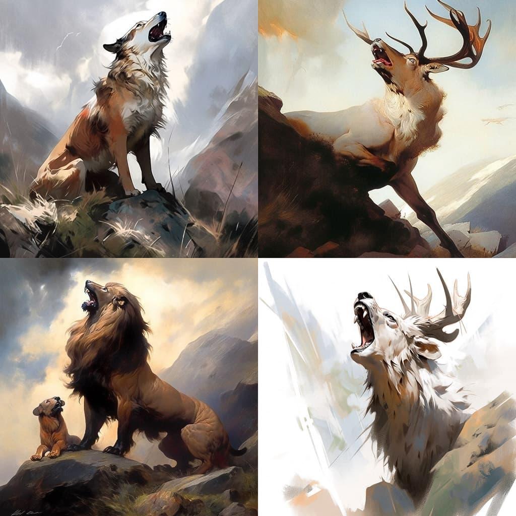 Edwin Landseer style, Midjourney Niji 5, render 1 of 4