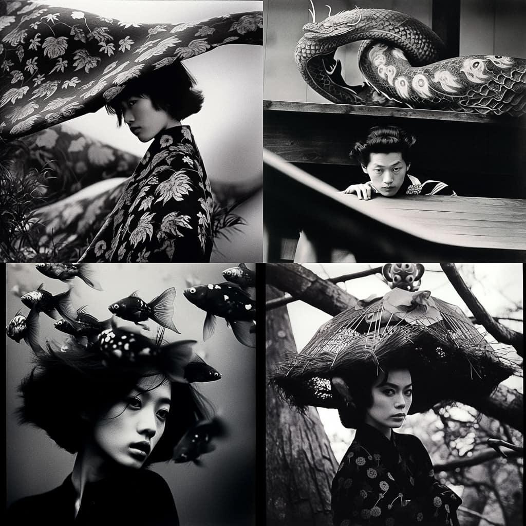 Eikoh Hosoe style, Midjourney Niji 5, render 1 of 4