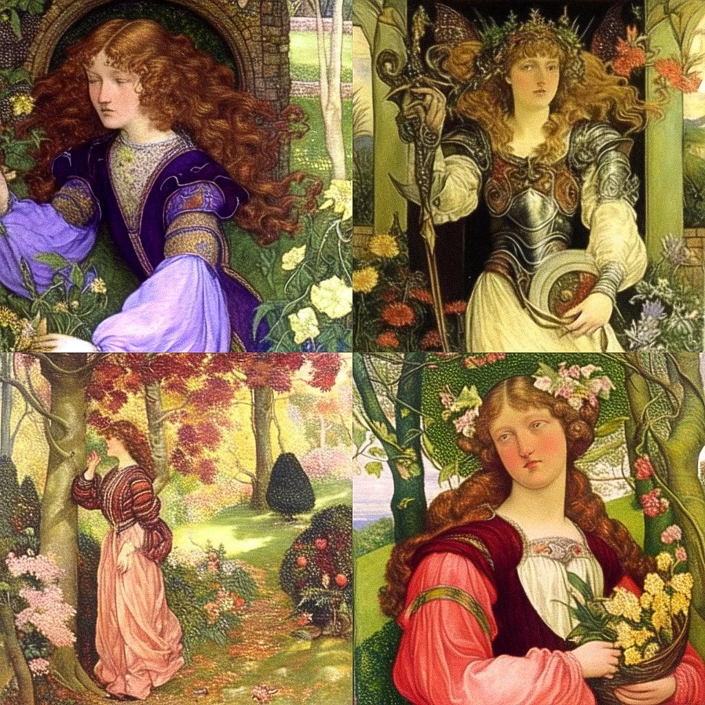 Eleanor Fortescue-Brickdale style, Midjourney Niji 4, render 1 of 4
