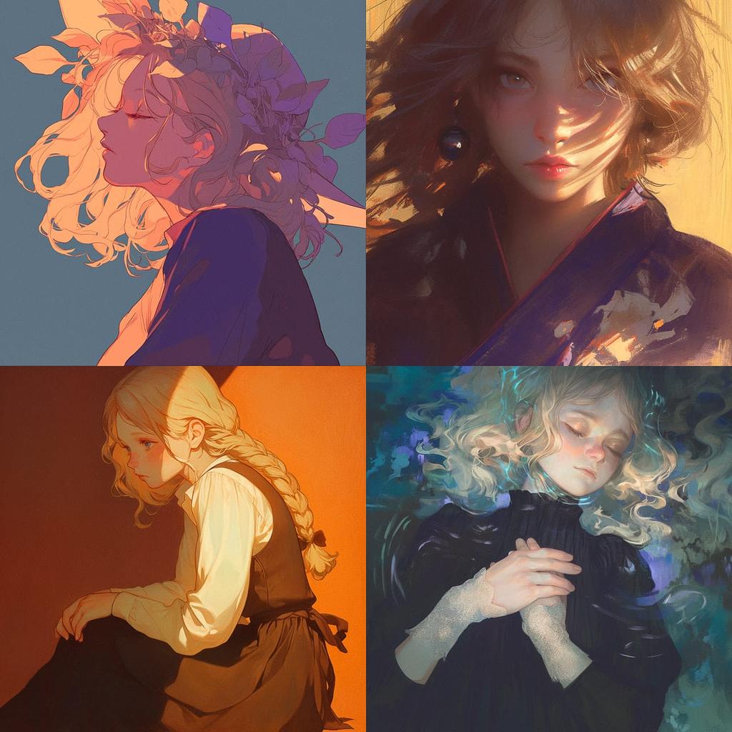 Elizabeth Nourse style, Midjourney Niji 6, render 1 of 4