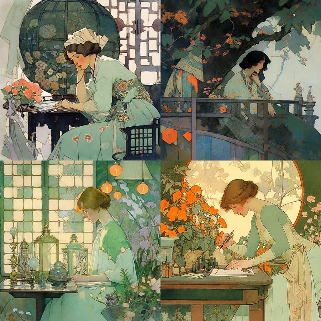 Elizabeth Shippen Green style, Midjourney Niji 5, render 1 of 4