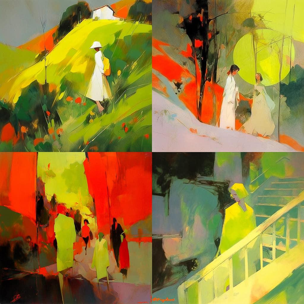 Elmer Bischoff style, Midjourney Niji 5, render 1 of 4