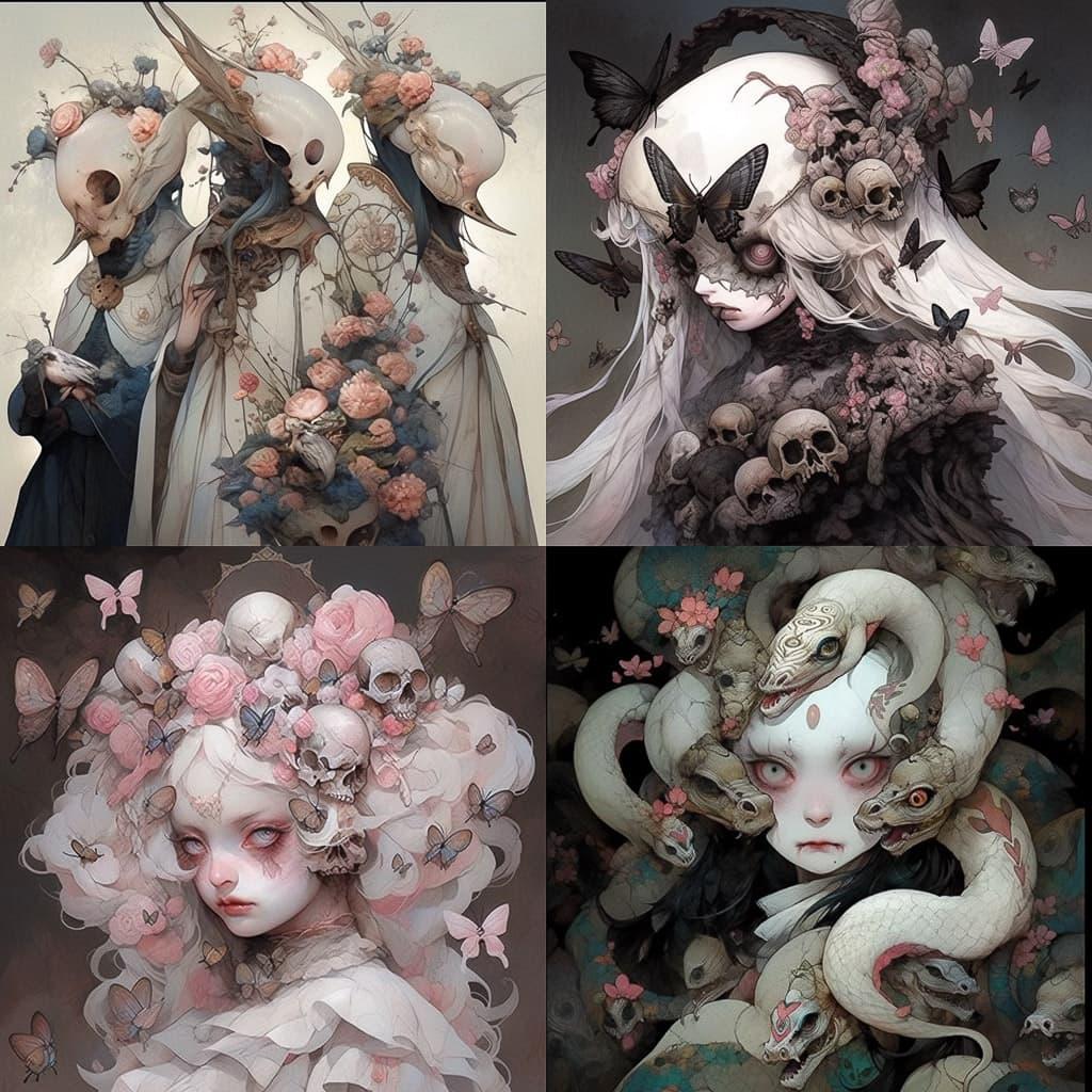 Emil Melmoth style, Midjourney Niji 5, render 1 of 4