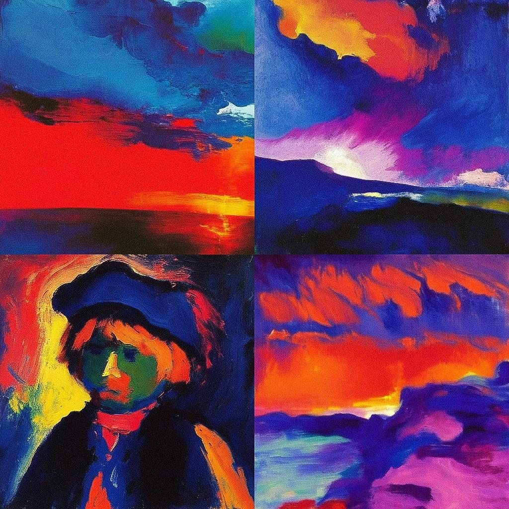 Emil Nolde style, Midjourney Niji 4, render 1 of 4