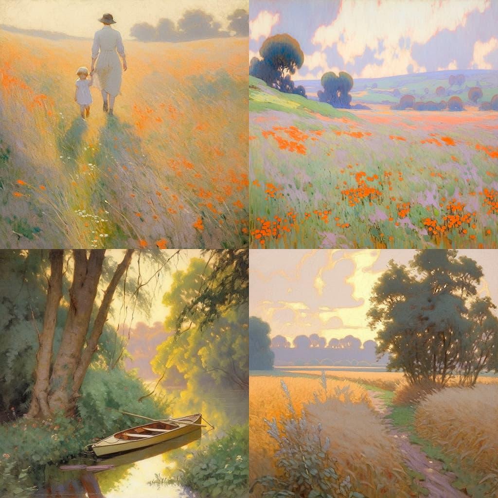 Emile Claus style, Midjourney Niji 5, render 1 of 4