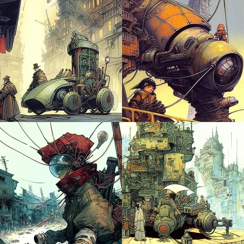 Enki Bilal style, Midjourney Niji 4, render 1 of 4