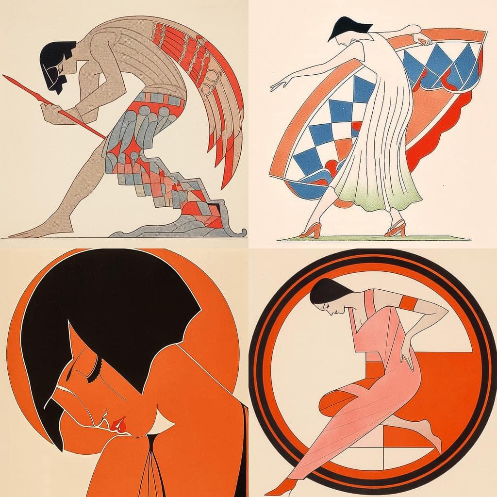 Eric Gill style, Midjourney Niji 5, render 1 of 4