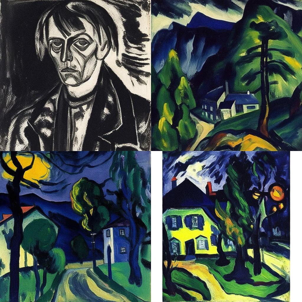 Erich Heckel style, Midjourney Niji 4, render 1 of 4