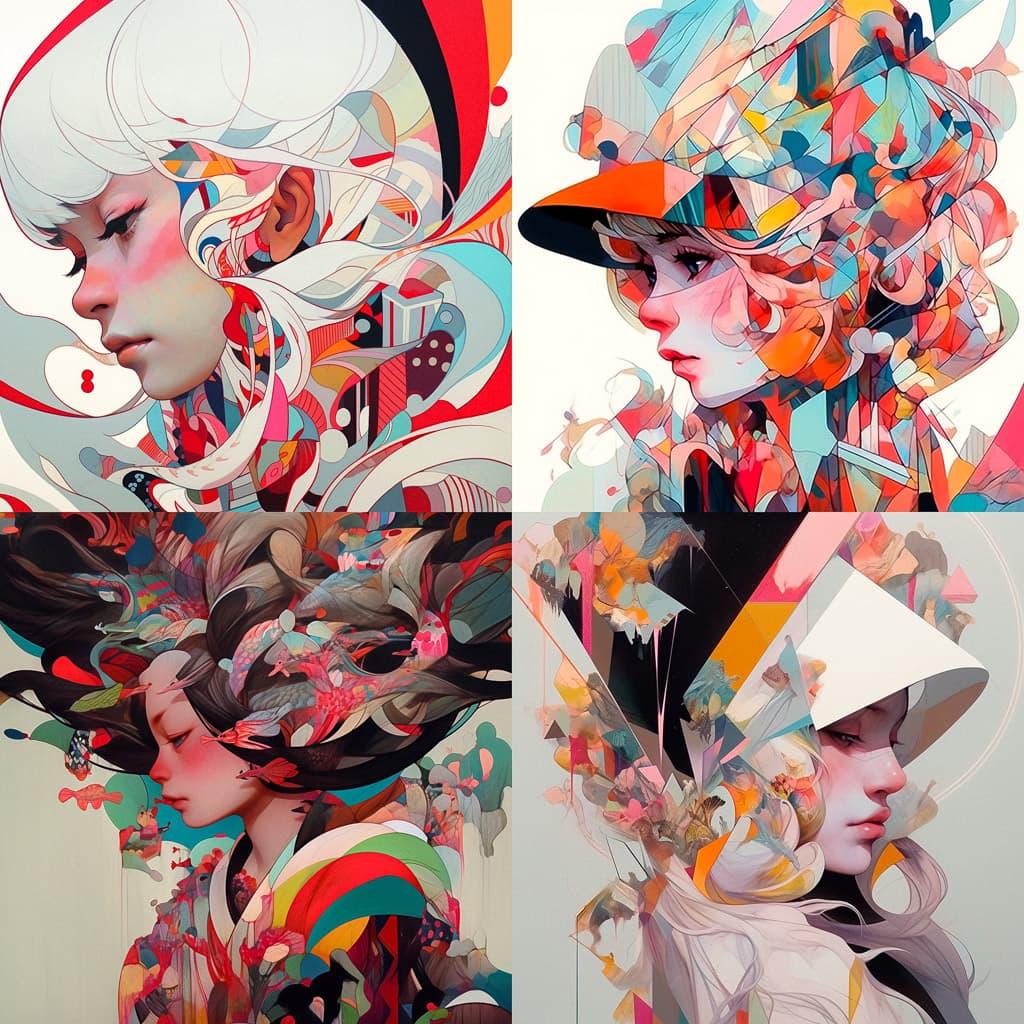 Erik Jones style, Midjourney Niji 5, render 1 of 4