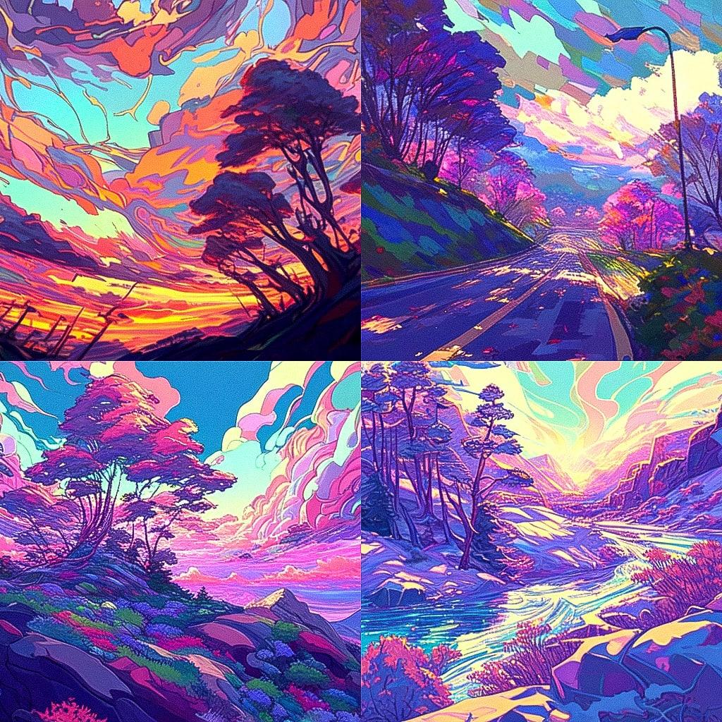 Erin Hanson style, Midjourney Niji 4, render 1 of 4