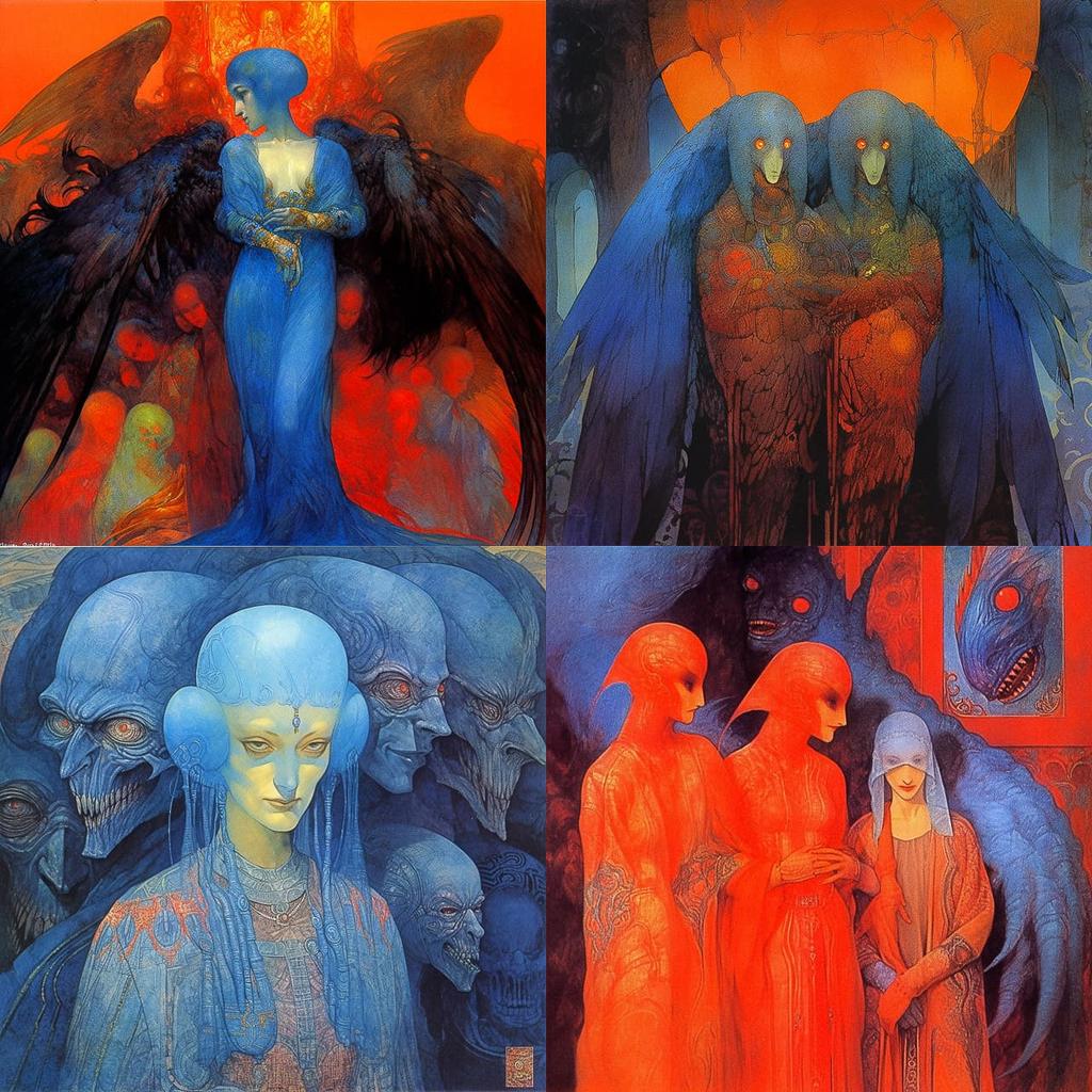 Ernst Fuchs style, Midjourney Niji 5, render 1 of 4
