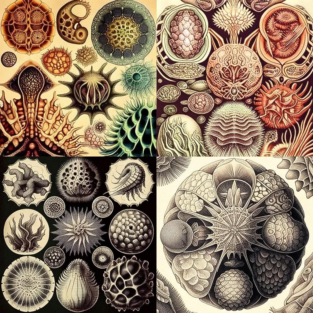 Ernst Haeckel style, Midjourney Niji 4, render 1 of 4
