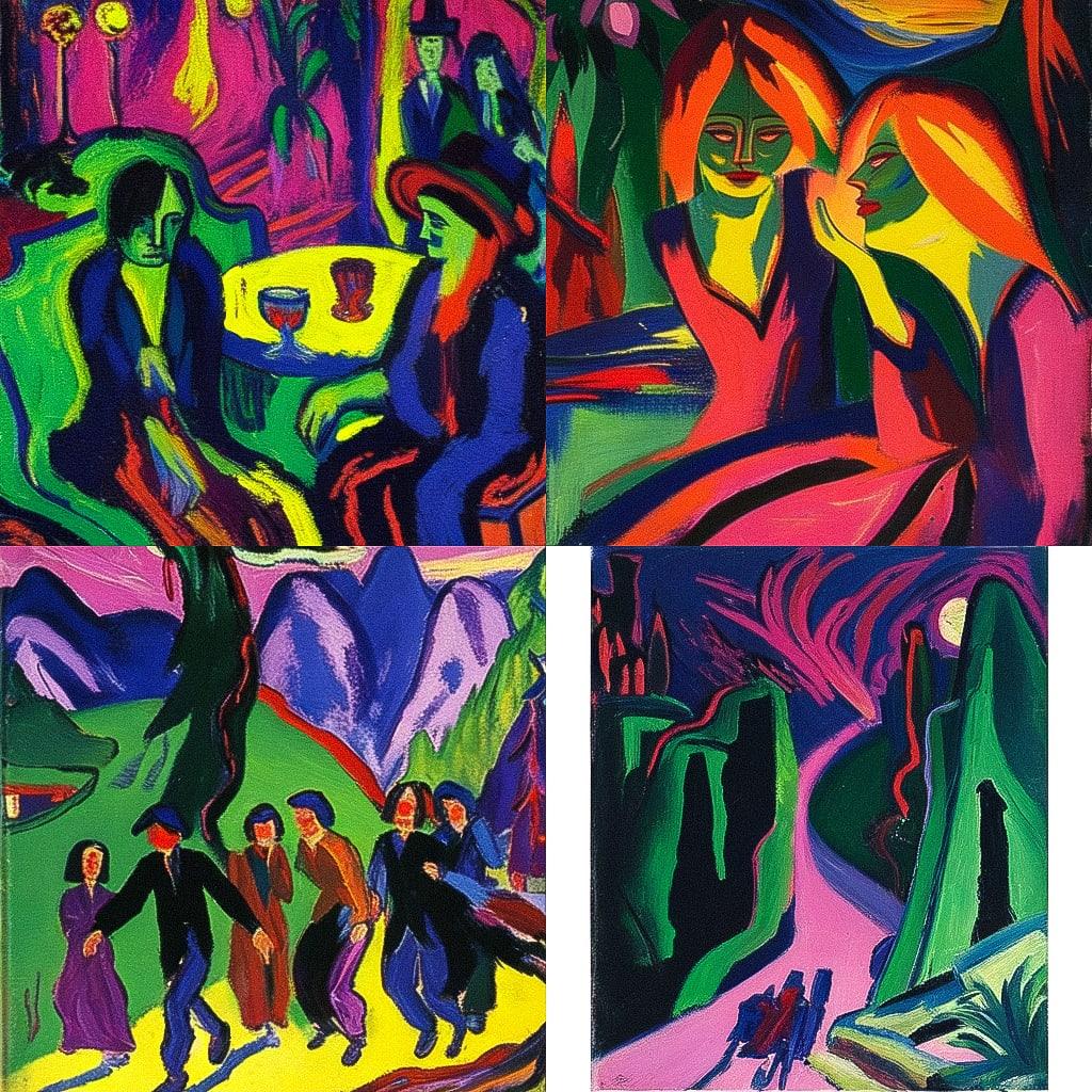 Ernst Ludwig Kirchner style, Midjourney Niji 4, render 1 of 4