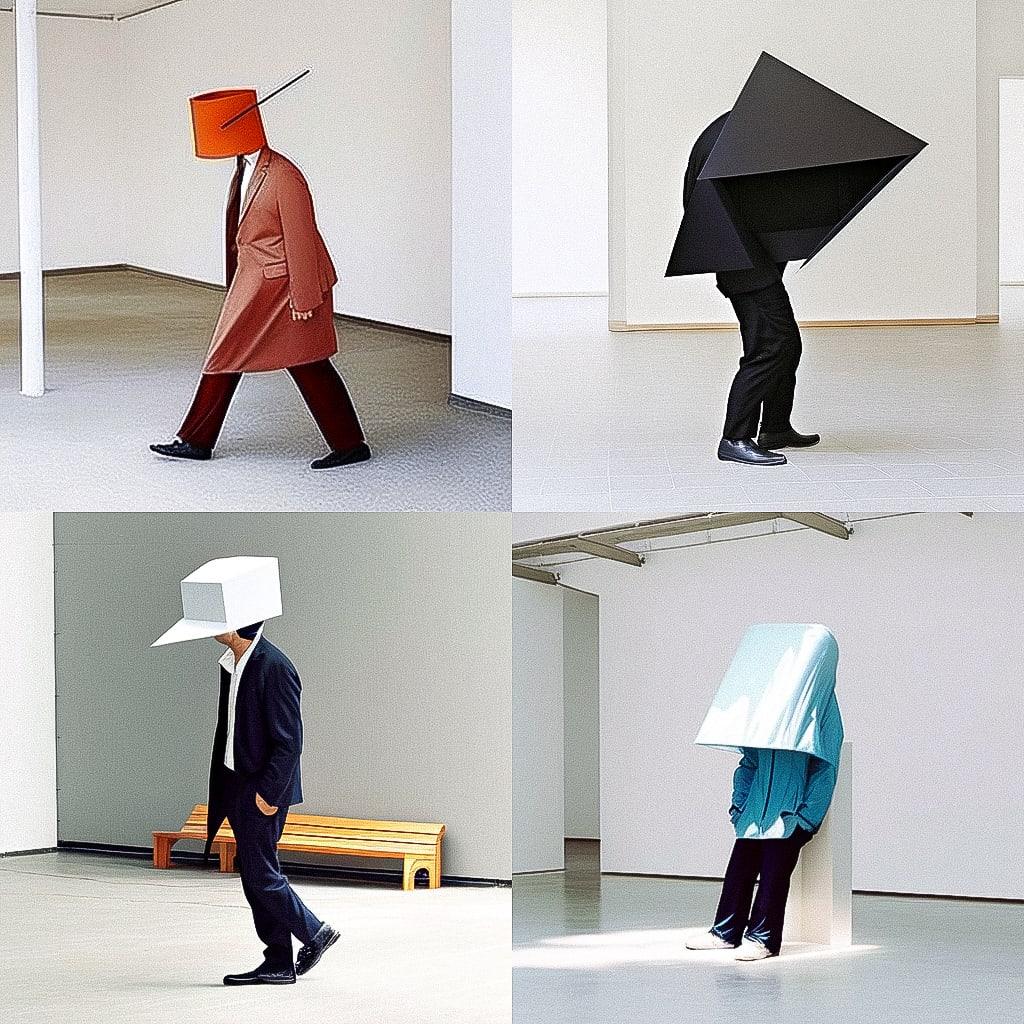 Erwin Wurm style, Midjourney Niji 4, render 1 of 4