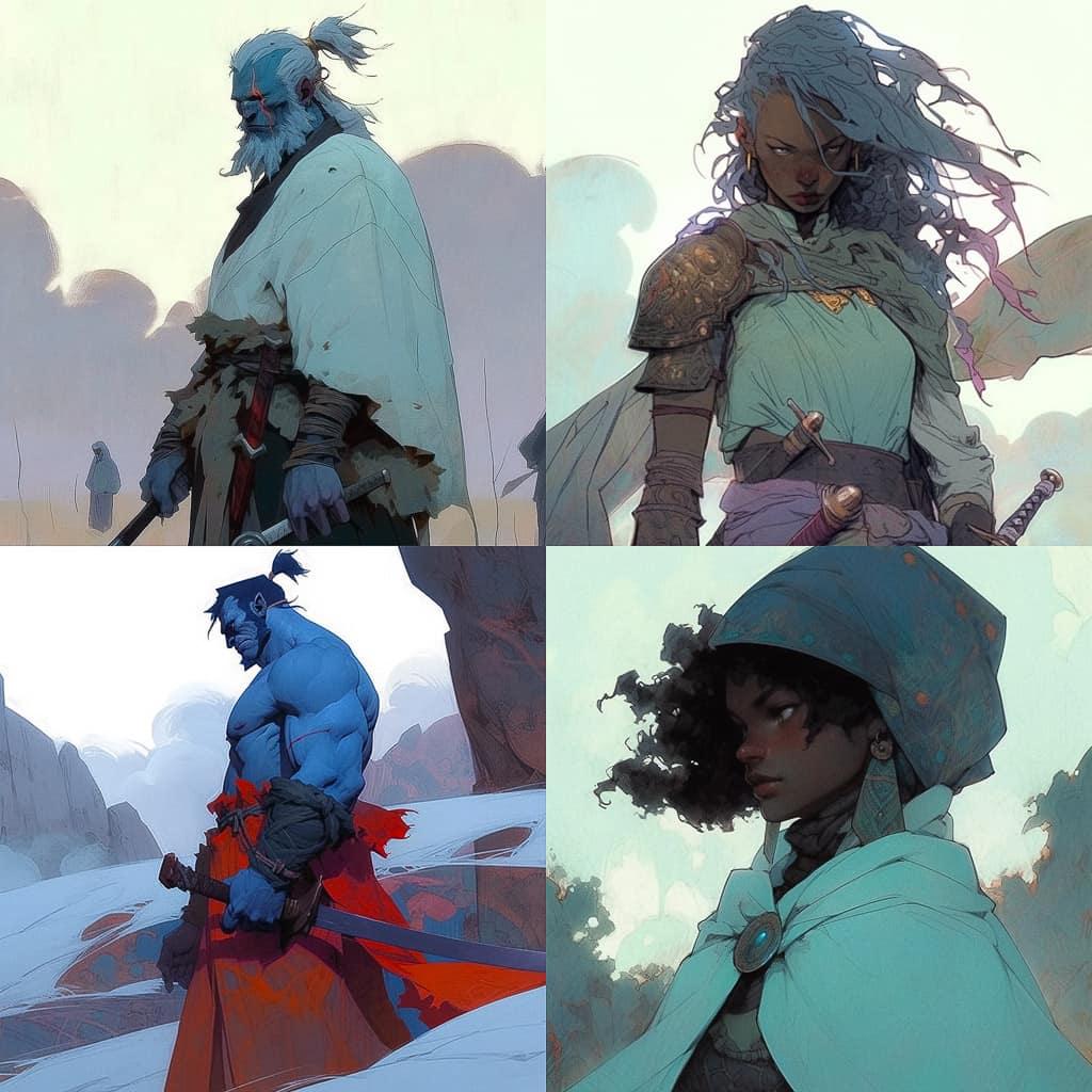Esad Ribic style, Midjourney Niji 5, render 1 of 4
