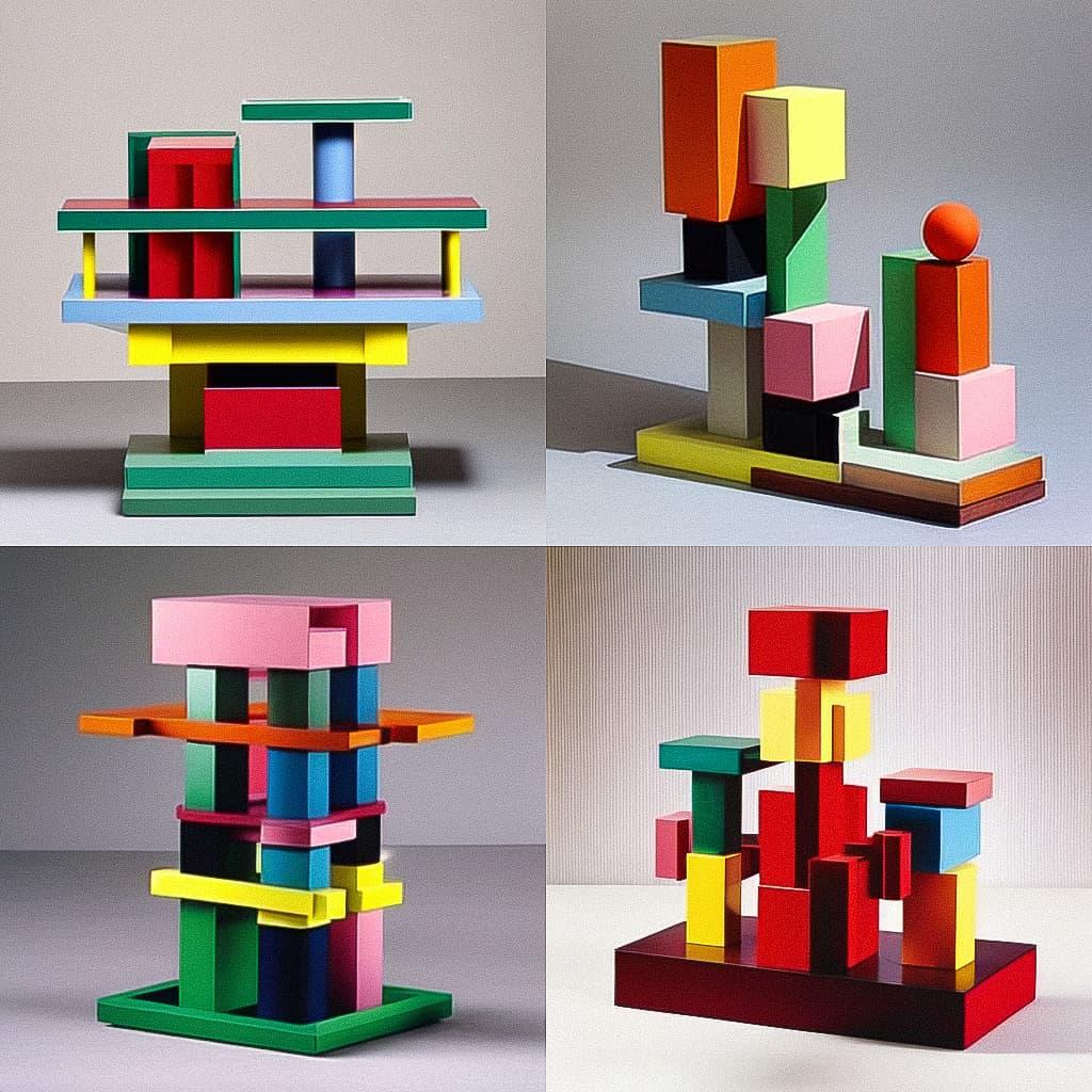 Ettore Sottsass style, Midjourney Niji 4, render 1 of 4