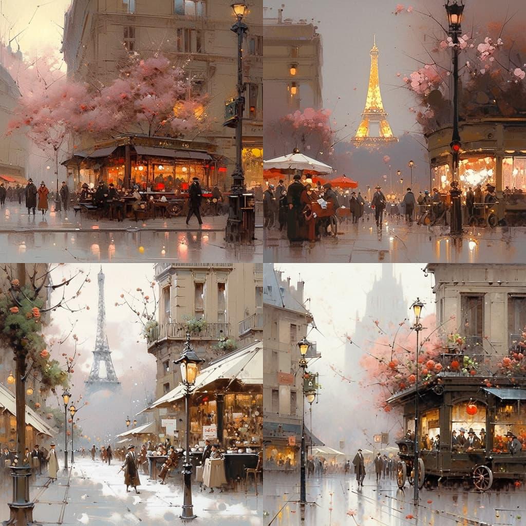 Eugene Galien-Laloue style, Midjourney Niji 5, render 1 of 4