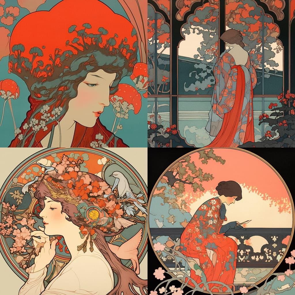 Eugene Grasset style, Midjourney Niji 5, render 1 of 4