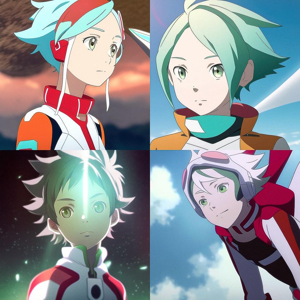 Eureka Seven style, Midjourney Niji 4, render 1 of 4