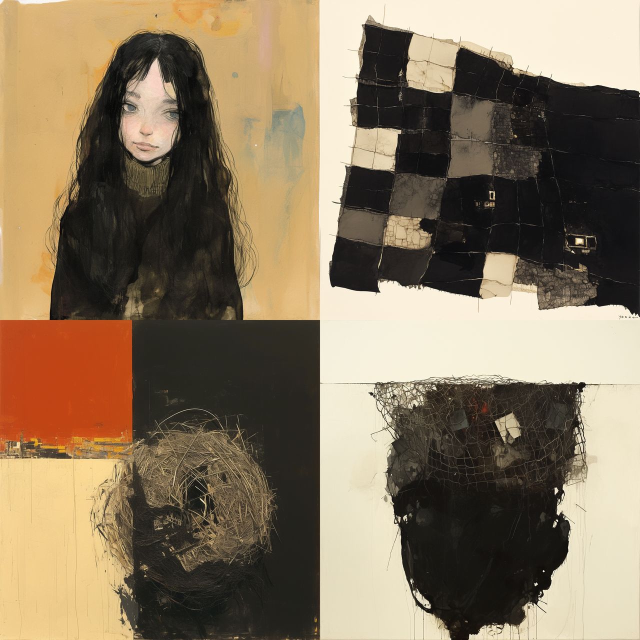 Eva Hesse style, Midjourney Niji 6, render 1 of 4