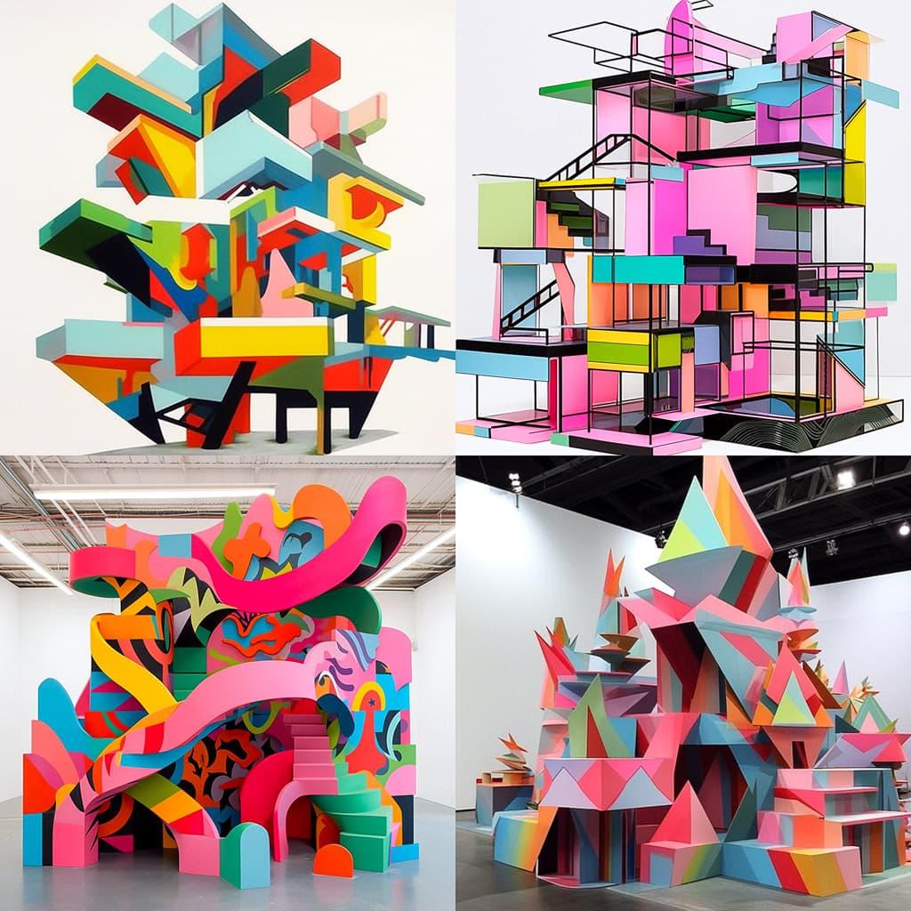 Eva Rothschild style, Midjourney Niji 5, render 1 of 4