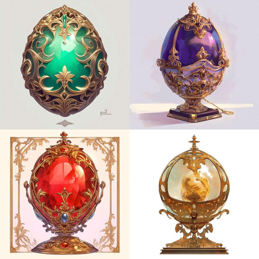 Faberge egg style, Midjourney Niji 6, render 1 of 4