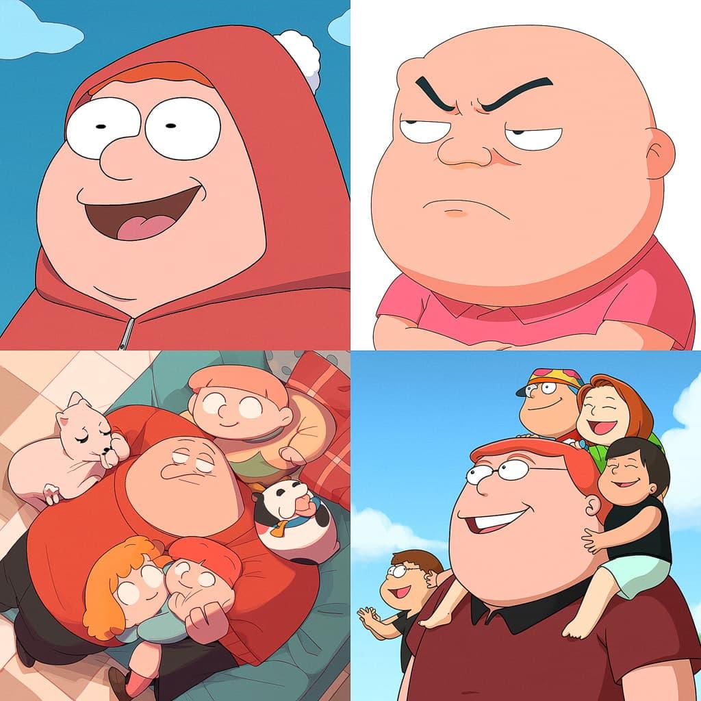 Family Guy style, Midjourney Niji 5, render 1 of 4