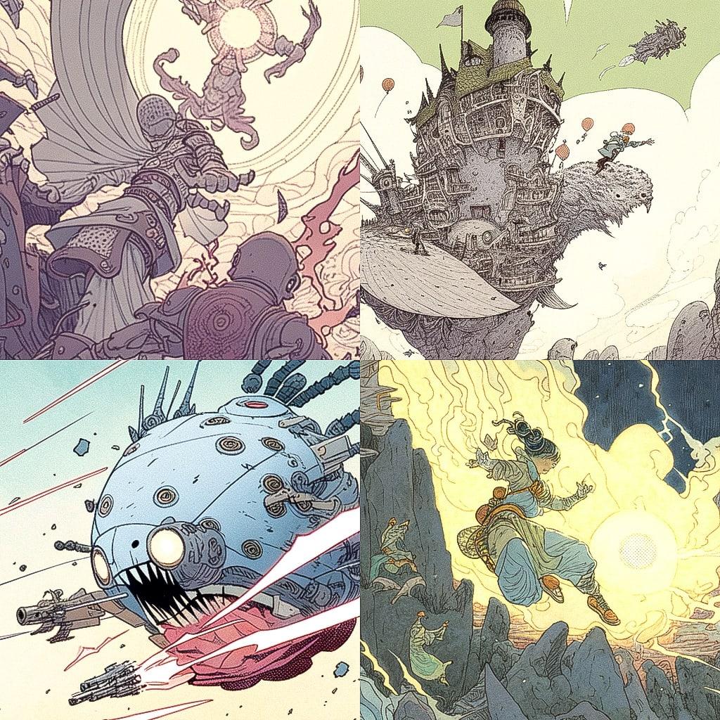 Farel Dalrymple style, Midjourney Niji 4, render 1 of 4