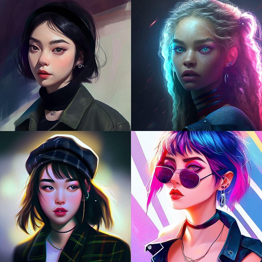 Fashion portrait style, Midjourney Niji 5, render 1 of 4