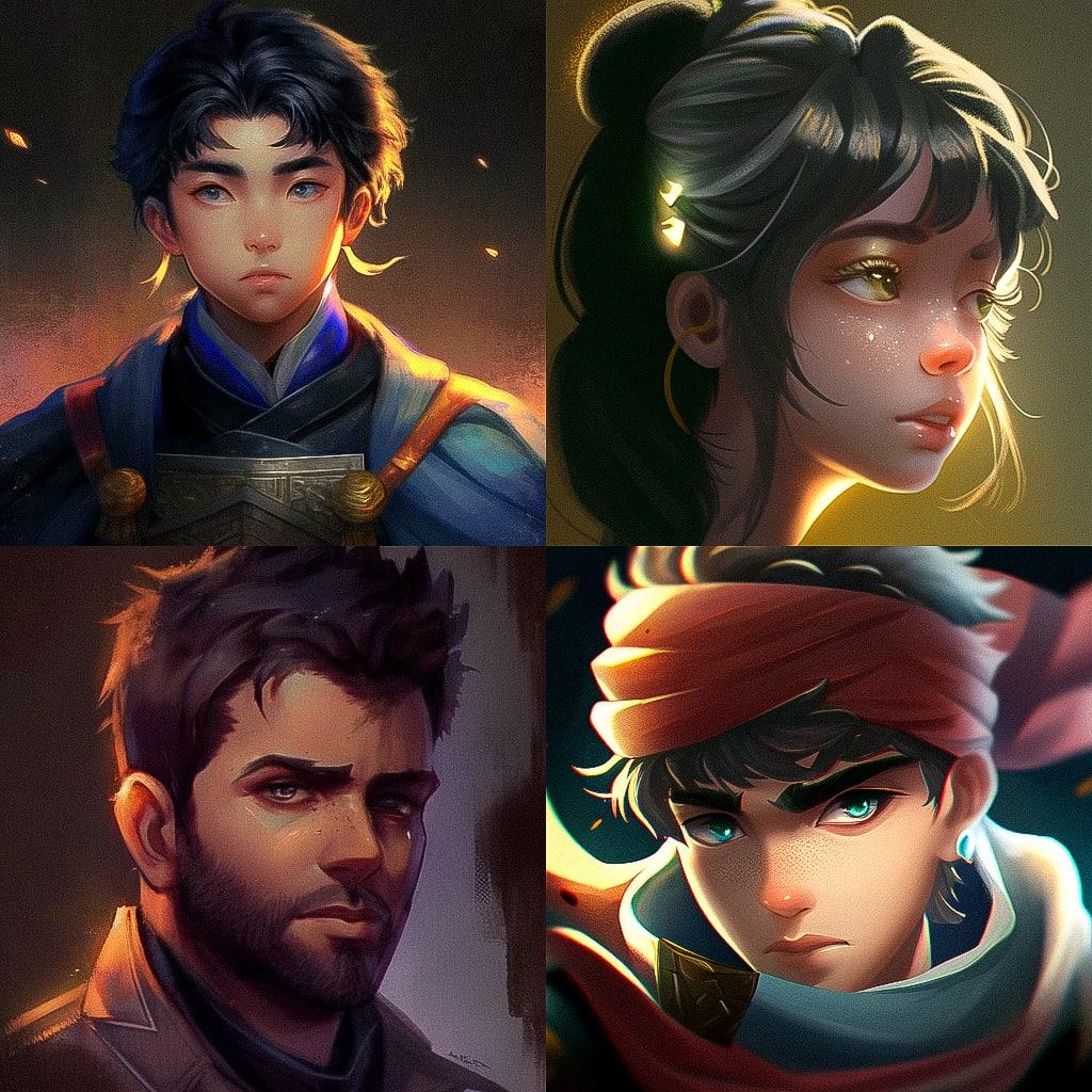 Fayum portrait style, Midjourney Niji 4, render 1 of 4