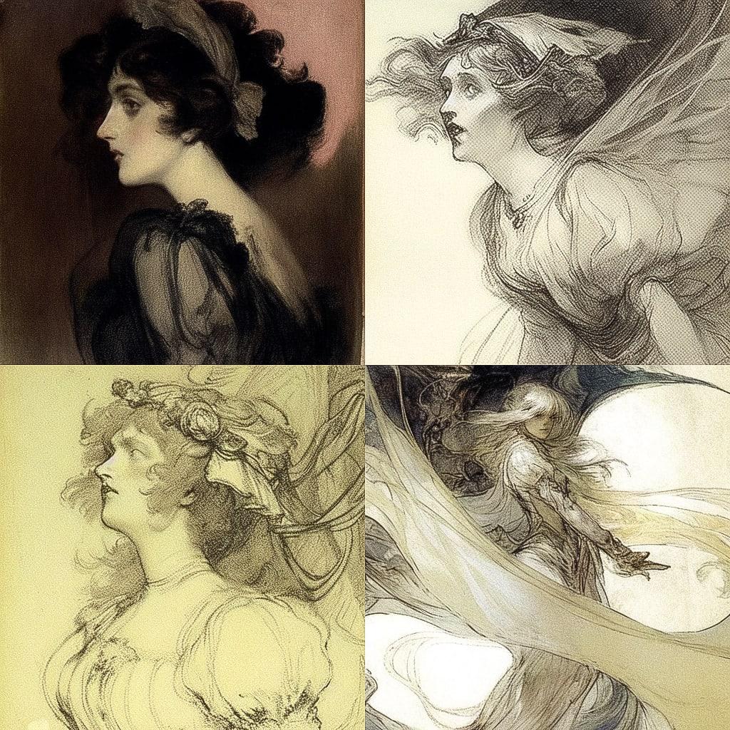 Felicien Rops style, Midjourney Niji 4, render 1 of 4