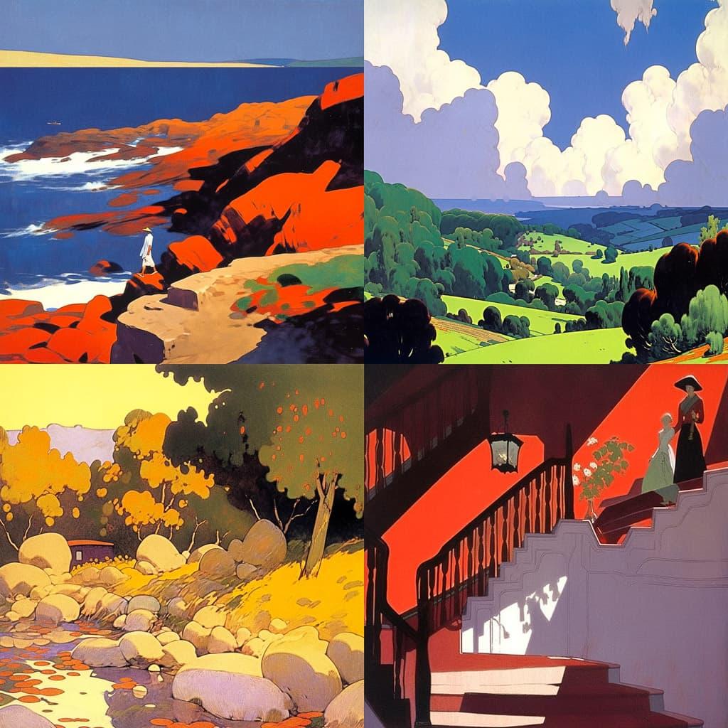 Felix Vallotton style, Midjourney Niji 5, render 1 of 4